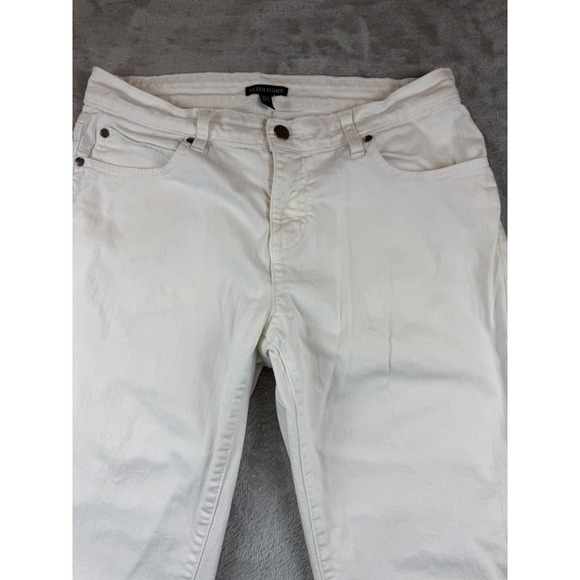 Eileen Fisher Jeans 6 White Organic Cotton Stretch Straight Tapered 31x29 - Picture 2 of 12
